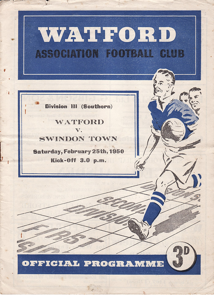 <b>Saturday, February 25, 1950</b><br />vs. Watford (Away)